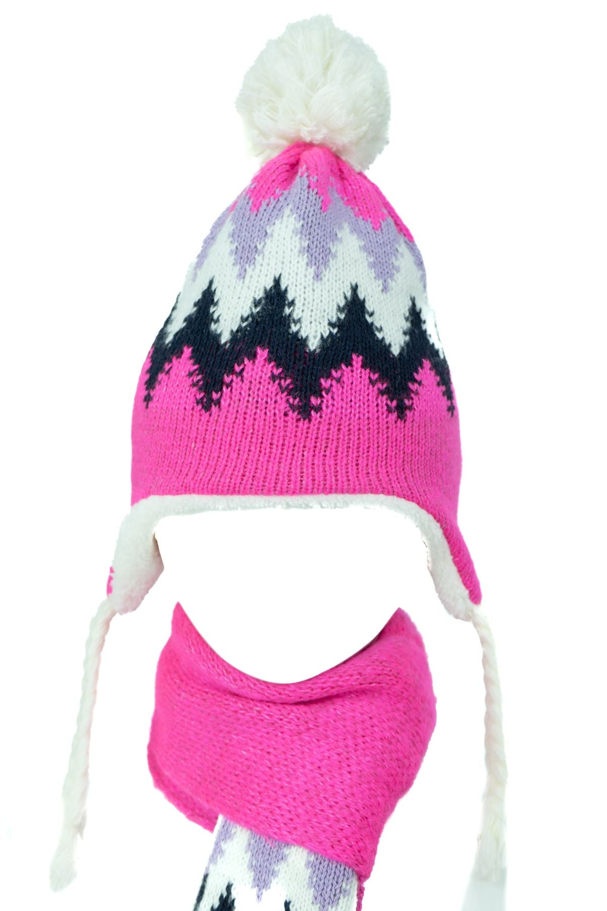 Çocuk Kışlık Kalın Ponponlu Bere Atkı Eldiven